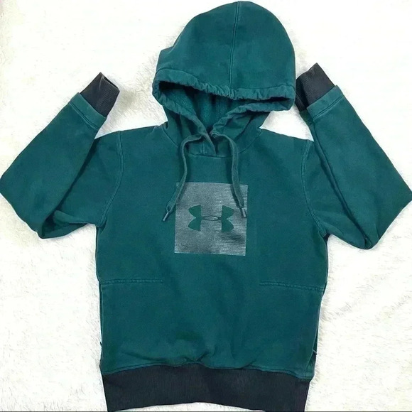 Under Armour Threadborne Green $ Black Pullover Hooded Sweatshirt Size XS - Picture 1 of 15